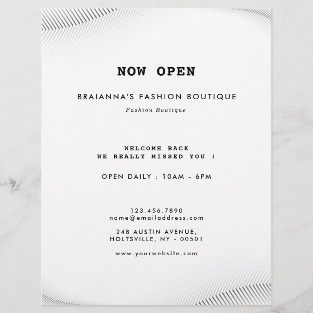 Elegant Luxury Boutique White Black Flyer (Front)