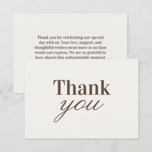 Elegant Luxury Brown Minimalist Thank You Card