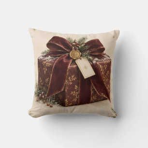 Elegant Luxury Christmas ,Beautiful Gift Box Style Throw Pillow