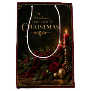 Elegant Luxury Christmas Card, Velvet Bow Medium Gift Bag