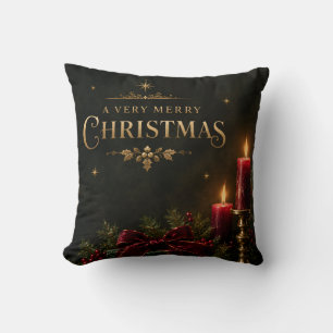 Elegant Luxury Christmas Card, Velvet Bow  Throw Pillow