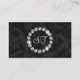 Elegant lUxury Diamond Ring Glitter Black silk Business Card