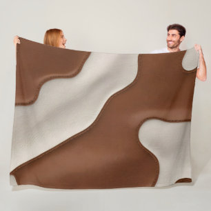 Elegant Luxury Faux Cow Leather Modern Collection Fleece Blanket