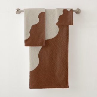 Elegant Luxury Faux Cow Leather Popular Collection Bath Towel Set
