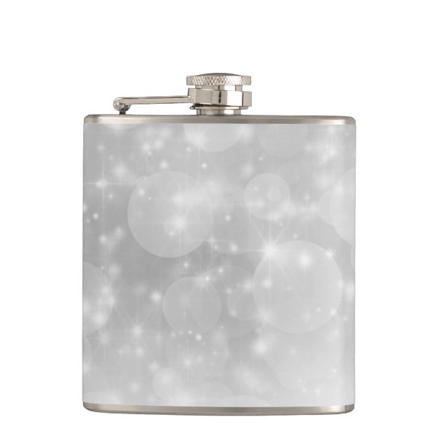 Elegant Luxury Faux Glitter Bokeh Hip Flask (Front)