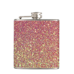 Elegant Luxury Faux Glitter Pink Rose Gold Hip Flask