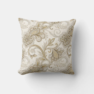 Elegant Luxury Floral Paisley Design Pattern Art Throw Pillow