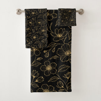 Elegant Luxury Floral Seamless Bath Towel Set