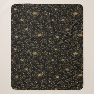 Elegant Luxury Floral Seamless Sherpa Blanket