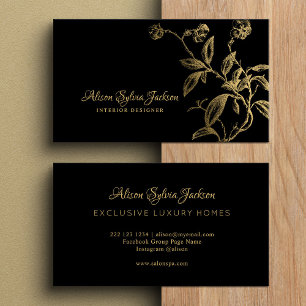 Elegant luxury gold black calligraphy script business card