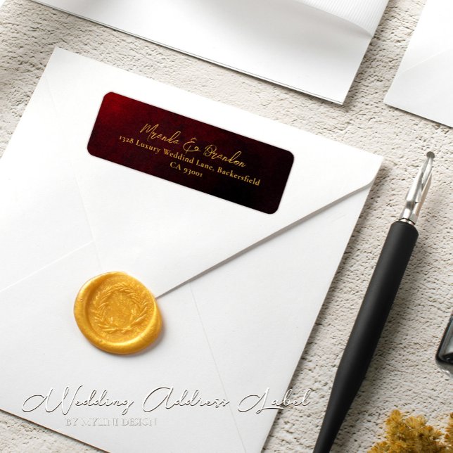 Elegant Luxury Gold Black Red Wedding Address (Creator Uploaded)