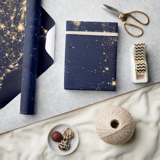 Elegant luxury gold & blue  wrapping paper (Crafts)