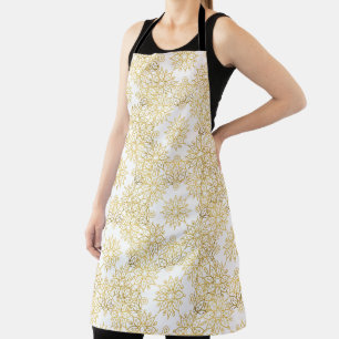 Elegant Luxury Gold Floral Mandala Pattern Apron