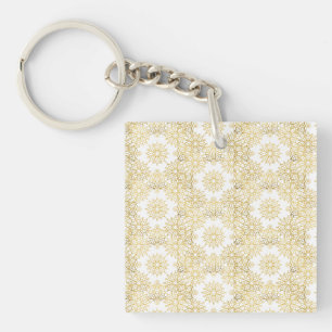 Elegant Luxury Gold Floral Mandala Pattern Keychain