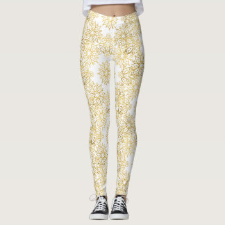 Elegant Luxury Gold Floral Mandala Pattern Leggings