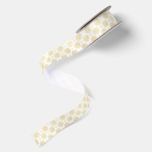 Elegant Luxury Gold Floral Mandala Pattern Satin Ribbon