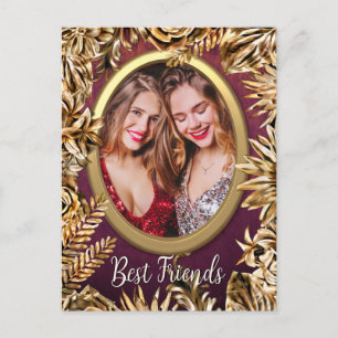 Elegant Luxury Gold Flowers Add Your Photo Custom Postcard