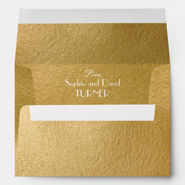 Elegant Luxury Gold Foil Wedding Return Address Envelope (Back (Bottom))