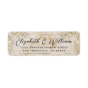 Elegant luxury Gold Frame & Script Marble Address