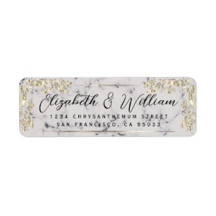 Elegant luxury Gold Frame & Script Marble Address
