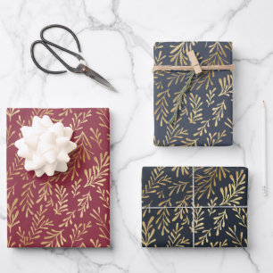 Elegant Luxury Gold Leaf Pattern Christmas  Wrapping Paper Sheet