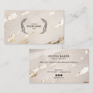 Elegant Luxury Gold Nail Salon/Technician Logo Business Card