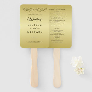 Elegant Luxury Gold Ornate wedding Hand Fan