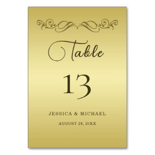 Elegant Luxury Gold Ornate wedding Table Number