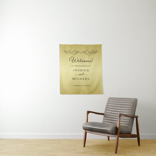 Elegant Luxury Gold Ornate wedding Tapestry (In Situ)
