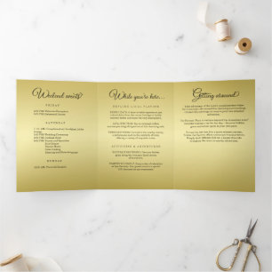 Elegant Luxury Gold Ornate wedding Tri-Fold Programme