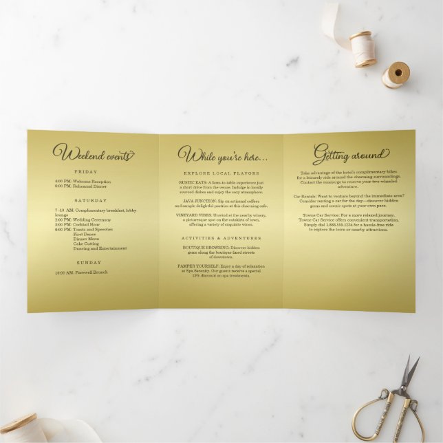 Elegant Luxury Gold Ornate wedding Tri-Fold Programme (Inside)