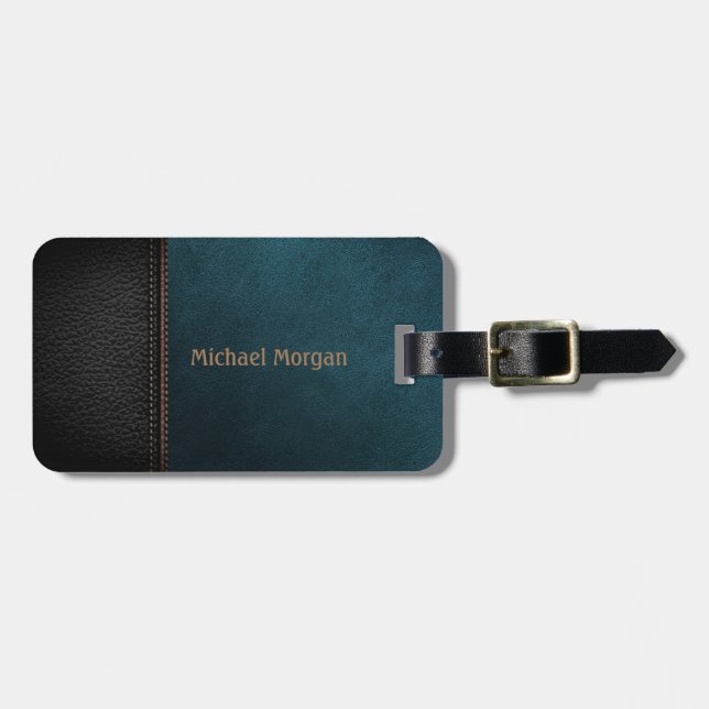 Elegant Luxury Green Leathe Look  Luggage Tag (Front Horizontal)