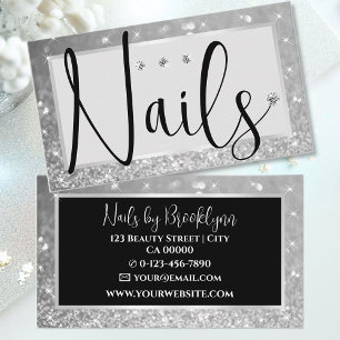 Elegant Luxury Grey Glitter Rhinestone Diamond Business Card