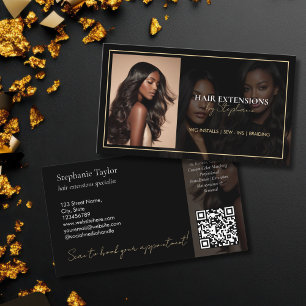 Elegant Luxury Hair Stylist Extensions Wigs Photo Business Card