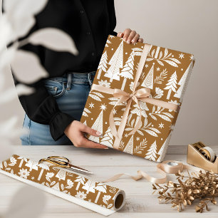 Elegant Luxury Holiday Evergreen Forest & Floral  Wrapping Paper