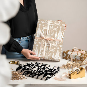 Elegant Luxury Holiday Evergreen Forest & Floral  Wrapping Paper Sheet