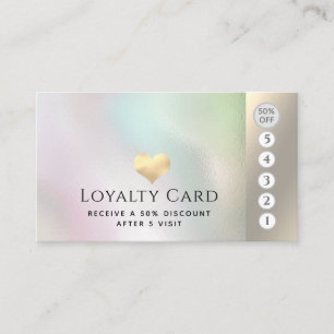 Elegant luxury holographic gold heart loyalty card