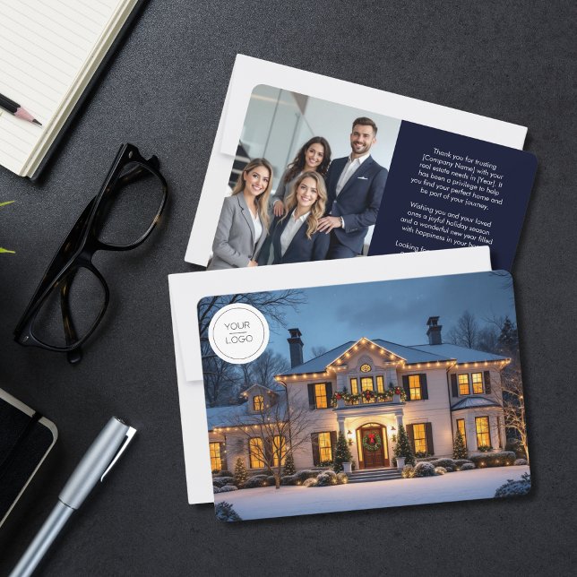 Elegant Luxury Home Real Estate Logo Photo  Holiday Card (Creator Uploaded)