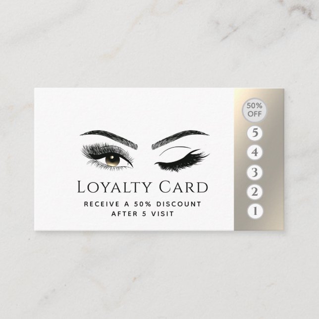 Elegant luxury  lashes makeup wink eyes loyalty card (Front)