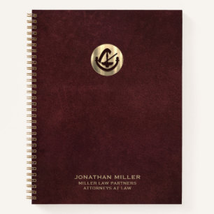 Elegant Luxury Logo Oxblood Leather Notebook
