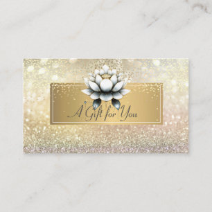 Elegant Luxury Lotus Gold Glitter Bokeh Confetti Discount Card