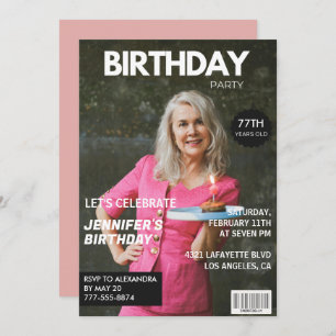 Elegant Luxury Magazine Photo 77th birthday Invitation