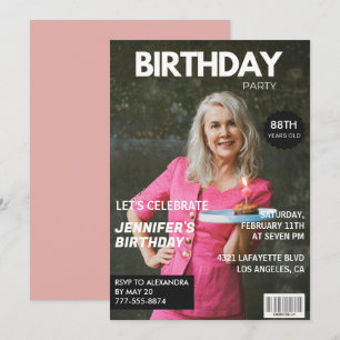 Elegant Luxury Magazine Photo 88th birthday Invitation