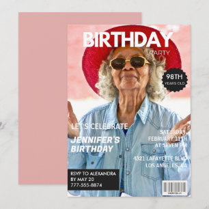 Elegant Luxury Magazine Photo 98th birthday Invitation