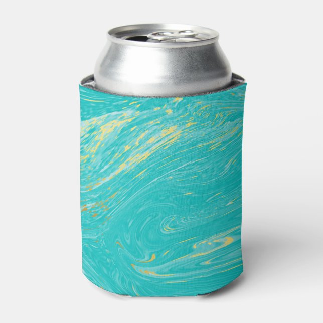 Elegant Luxury Marble Gold Blue Can Cooler (Can Front)