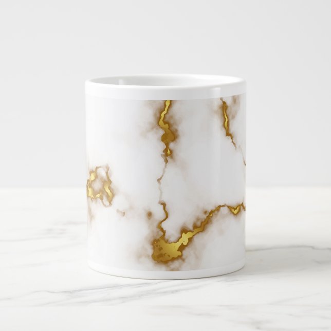 Elegant luxury marble gold design large coffee mug (Front)