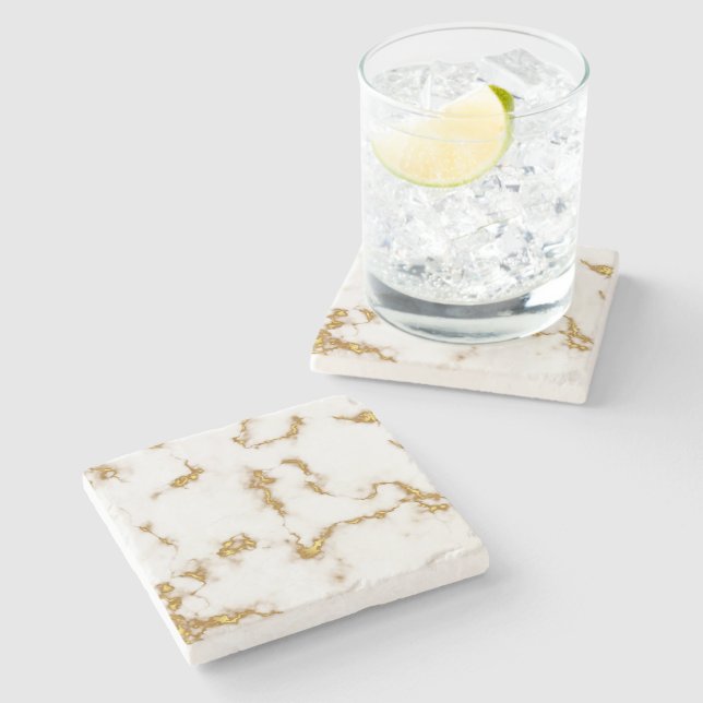 Elegant luxury Marble Gold royal design Stone Coaster (Side)