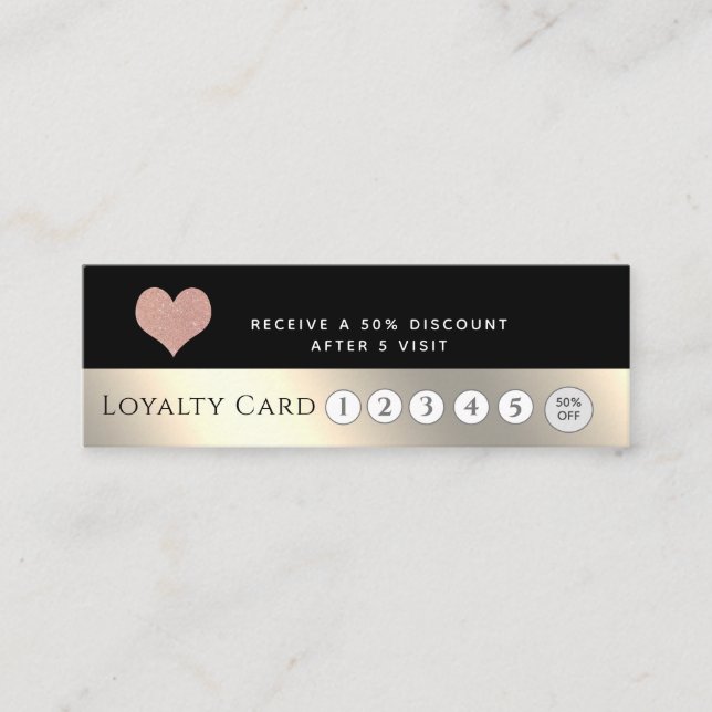 Elegant luxury metallic soft pink heart loyalty card (Front)