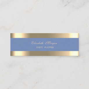 Elegant Luxury Modern,Gold Striped, Blue Mini Business Card