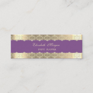 Elegant Luxury Modern,Gold Striped,Lace Mini Business Card
